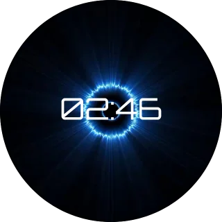 Light Clock NZXT Kraken LCD clock screen with a thin outlined digital clock and a soft blue light ring on black