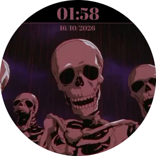 Halloween Party NZXT Kraken LCD GIF screen with a looping skull background and a red digital clock and date at the top