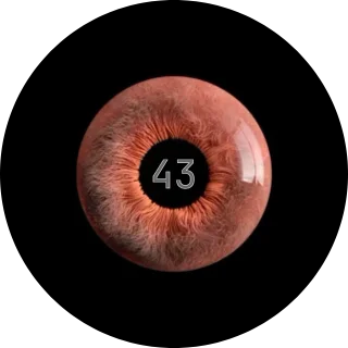 Meye NZXT Kraken LCD screen with a realistic red eye on black and the CPU temperature shown inside the pupil