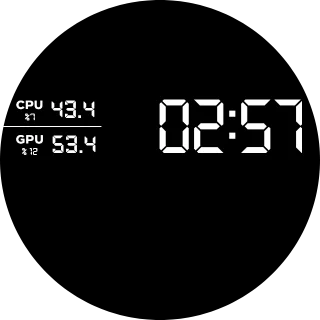 Solid-Black NZXT Kraken LCD clock screen with a large white segmented digital clock and small CPU and GPU readings
