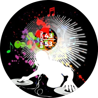 Metro Visualizer NZXT Kraken LCD music screen with a DJ silhouette, rainbow paint splashes and a circular audio visualizer