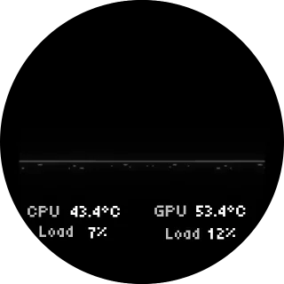 Dino NZXT Kraken LCD screen with a black and white pixel arcade title and pixel-font CPU and GPU readings