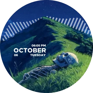 GoodDay NZXT Kraken LCD music screen with a looping GIF background, audio visualizers, a digital clock, and CPU temperature