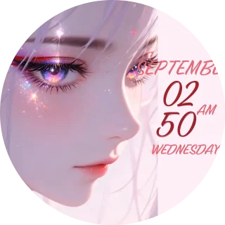 Not Now NZXT Kraken LCD clock screen with a pastel anime girl portrait and red magazine style date and time