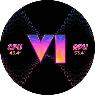 GTA-VI NZXT Kraken LCD screen with a neon GTA 6 style VI logo and pink script CPU and GPU temperatures