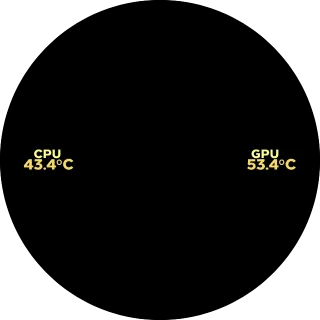 Totoro NZXT Kraken LCD screen with Totoro under a glowing yellow umbrella in the rain and yellow CPU and GPU temperatures