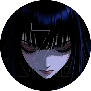 GPULoad NZXT Kraken LCD screen with a blue-lit anime girl portrait and a huge outlined load percentage